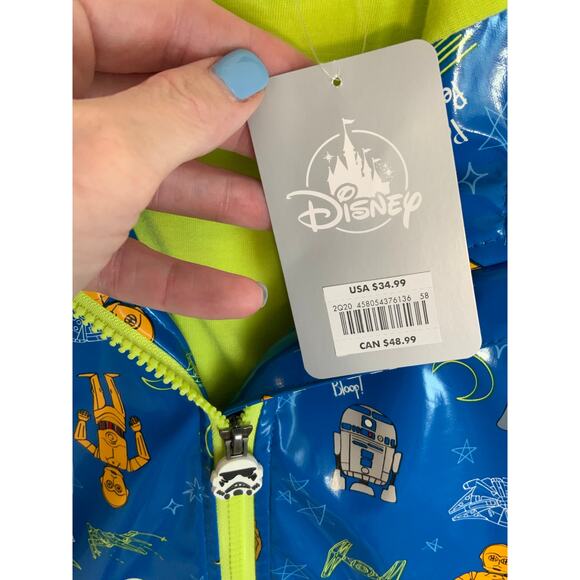 Disney Store Kids Star Wars Characters Lined Rain Jacket Coat Size 4 - Picture 3 of 4